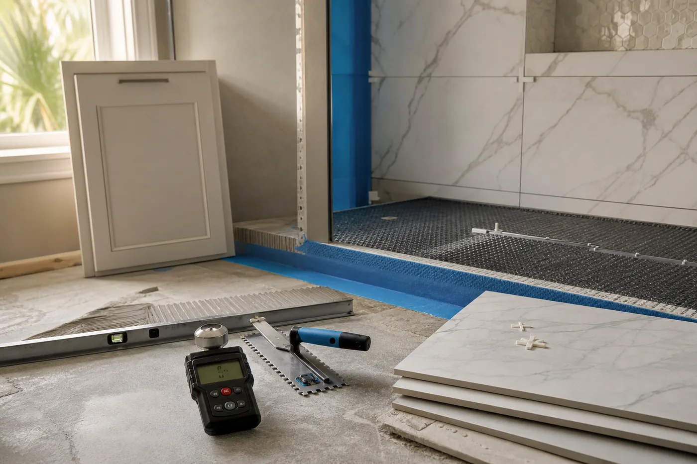 Careful garage and concrete floor coating craftsmanship detail